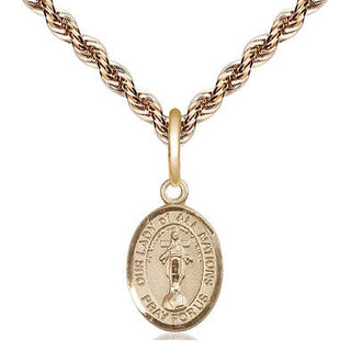 14kt Gold Our Lady of All Nations Medal Engraved Catholic Saint Jewelry
