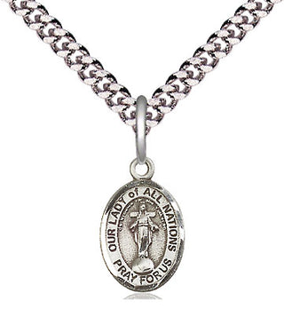 Pewter Our Lady of All Nations Medal Religious and Catholic Jewelry Engraved Catholic Saint Jewelry