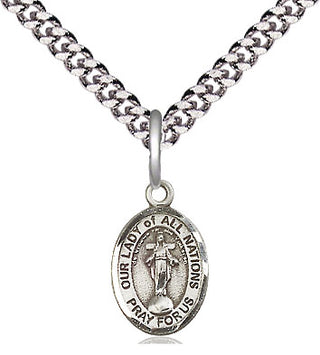 Pewter Our Lady of All Nations Medal Religious and Catholic Jewelry Engraved Catholic Saint Jewelry