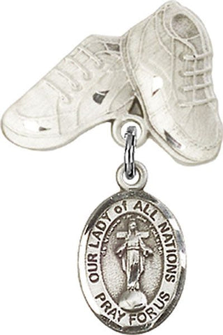 Sterling Silver Baby Boots O/L of All Nations Baby Badge - Engravable