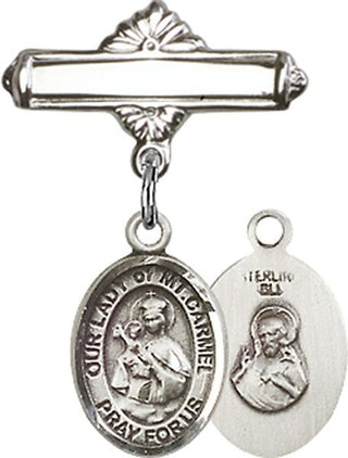 Sterling Silver Polished Badge Pin O/L of Mount Carmel Baby Badge