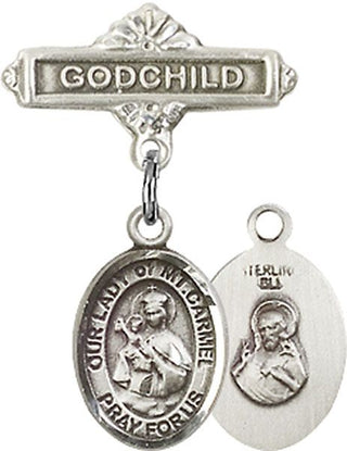 Sterling Silver Godchild O/L of Mount Carmel Baby Badge