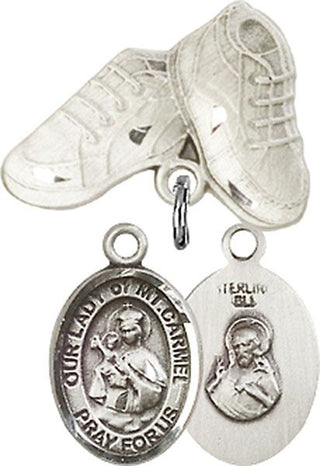 Sterling Silver Baby Boots O/L of Mount Carmel Baby Badge