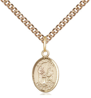 14kt Gold Saint Zita Medal Engraved Catholic Saint Jewelry