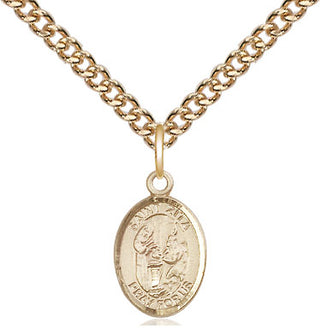 14kt Gold Saint Zita Medal Engraved Catholic Saint Jewelry