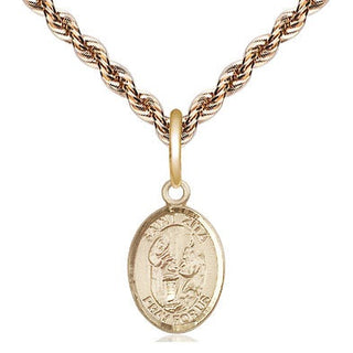14kt Gold Saint Zita Medal Engraved Catholic Saint Jewelry