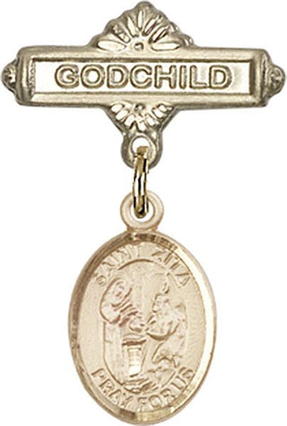 14kt Gold Filled Godchild St. Zita Baby Badge - Engravable