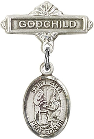 Sterling Silver Godchild St. Zita Baby Badge - Engravable