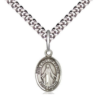 Pewter Our Lady of Peace Medal Religious and Catholic Jewelry Engraved Catholic Saint Jewelry
