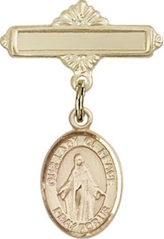 14kt Gold Filled Polished Badge Pin O/L of Peace Baby Badge - Engravable