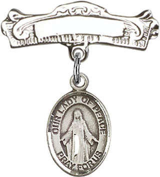 Sterling Silver Badge Pin O/L of Peace Baby Badge - Engravable