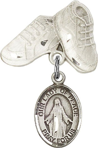 Sterling Silver Baby Boots O/L of Peace Baby Badge - Engravable