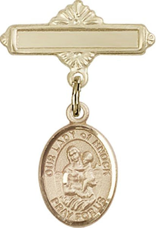 14kt Gold Filled Polished Badge Pin O/L of Knock Baby Badge - Engravable