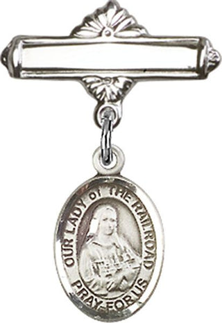 Sterling Silver Polished Badge Pin O/L of the Railroad Baby Badge - Engravable