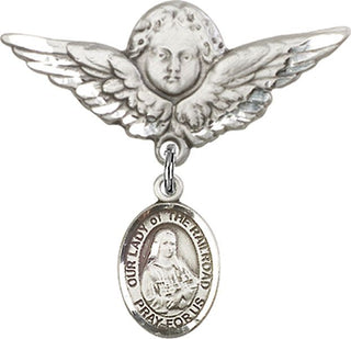 Sterling Silver Large Angel w/Wings O/L of the Railroad Baby Badge - Engravable