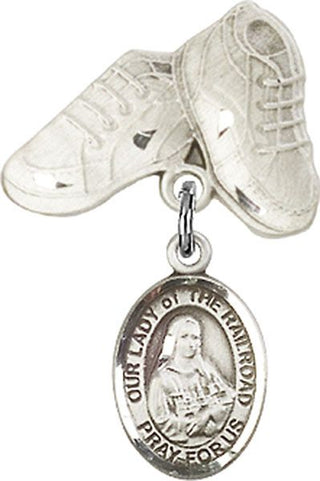 Sterling Silver Baby Boots O/L of the Railroad Baby Badge - Engravable