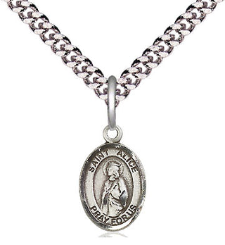 Pewter Saint Alice Medal Religious and Catholic Jewelry Engraved Catholic Saint Jewelry