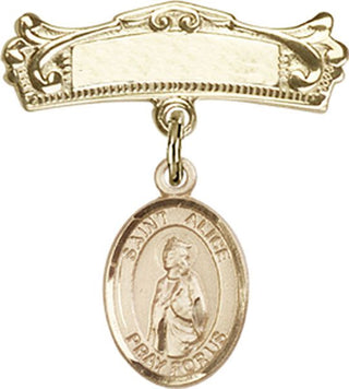 14kt Gold Filled Badge Pin St. Alice Baby Badge - Engravable