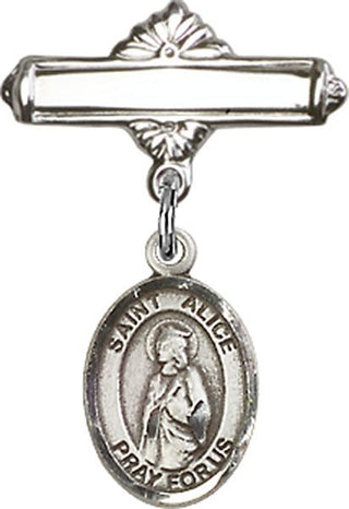 Sterling Silver Polished Badge Pin St. Alice Baby Badge - Engravable
