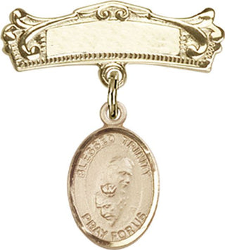 14kt Gold Filled Badge Pin Blessed Trinity Baby Badge - Engravable