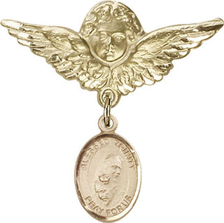 14kt Gold Filled Large Angel w/Wings Blessed Trinity Baby Badge - Engravable