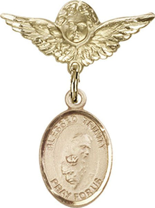 14kt Gold Filled Small Angel w/Wings Blessed Trinity Baby Badge - Engravable