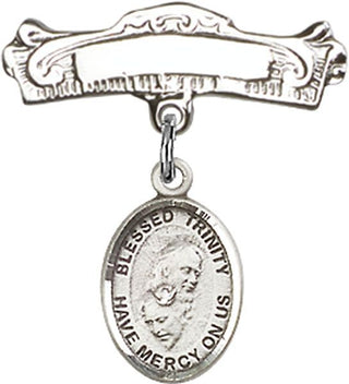 Sterling Silver Badge Pin Blessed Trinity Baby Badge - Engravable