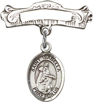 Sterling Silver Badge Pin St. Isabella of Portugal Baby Badge - Engravable