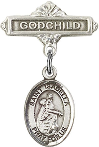 Sterling Silver Godchild St. Isabella of Portugal Baby Badge - Engravable