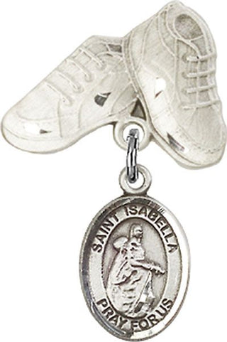Sterling Silver Baby Boots St. Isabella of Portugal Baby Badge - Engravable