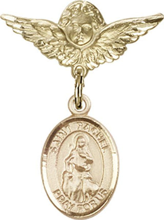 14kt Gold Filled Small Angel w/Wings St. Rachel Baby Badge - Engravable