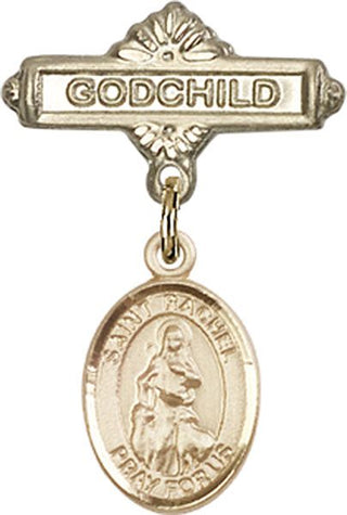 14kt Gold Filled Godchild St. Rachel Baby Badge - Engravable