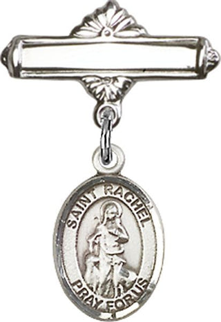 Sterling Silver Polished Badge Pin St. Rachel Baby Badge - Engravable