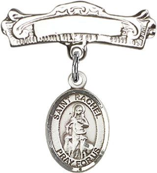 Sterling Silver Badge Pin St. Rachel Baby Badge - Engravable