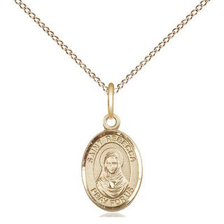 14kt Gold Saint Rebecca Medal Engraved Catholic Saint Jewelry