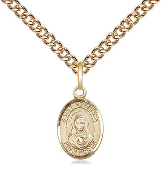 14kt Gold Saint Rebecca Medal Engraved Catholic Saint Jewelry