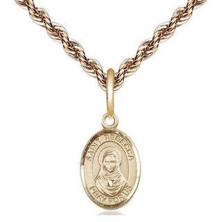 14kt Gold Saint Rebecca Medal Engraved Catholic Saint Jewelry