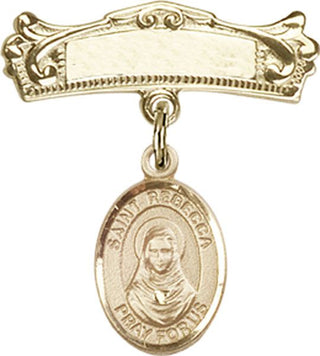 14kt Gold Badge Pin St. Rebecca Baby Badge - Engravable