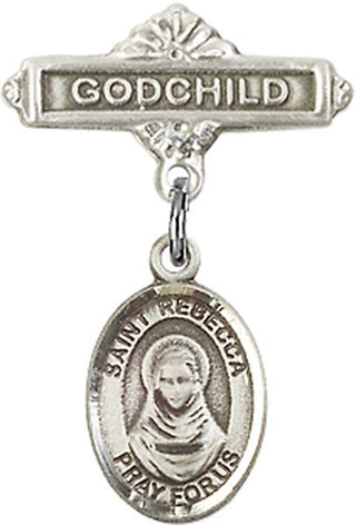 Sterling Silver Godchild St. Rebecca Baby Badge - Engravable