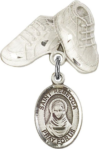 Sterling Silver Baby Boots St. Rebecca Baby Badge - Engravable