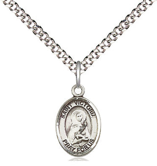 Pewter Saint Victoria Medal Religious and Catholic Jewelry Engraved Catholic Saint Jewelry