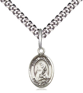 Pewter Saint Victoria Medal Religious and Catholic Jewelry Engraved Catholic Saint Jewelry