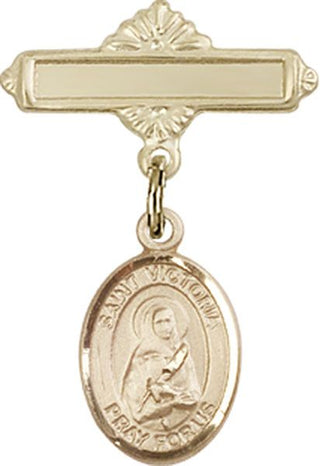 14kt Gold Filled Polished Badge Pin St. Victoria Baby Badge - Engravable