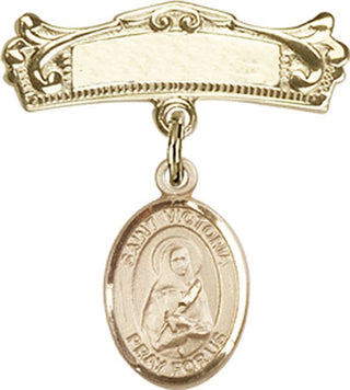 14kt Gold Filled Badge Pin St. Victoria Baby Badge - Engravable