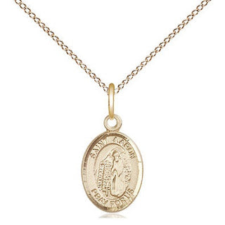 14kt Gold Saint Aaron Medal Engraved Catholic Saint Jewelry