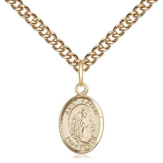 14kt Gold Saint Aaron Medal Engraved Catholic Saint Jewelry