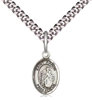 Pewter Saint Aaron Medal Religious and Catholic Jewelry Engraved Catholic Saint Jewelry