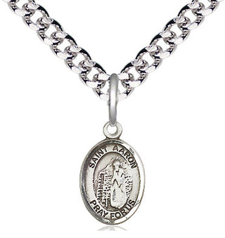 Pewter Saint Aaron Medal Religious and Catholic Jewelry Engraved Catholic Saint Jewelry