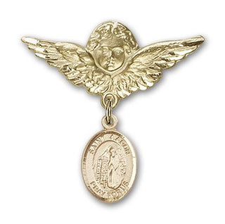 14kt Gold Filled Large Angel w/Wings St. Aaron Baby Badge - Engravable