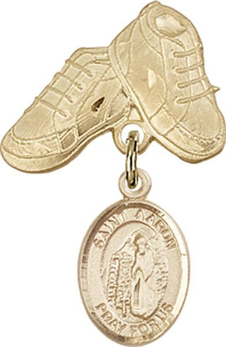 14kt Gold Baby Boots St. Aaron Baby Badge - Engravable